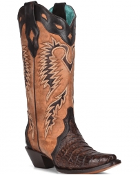 Corral Boots® Ladies' Brown Caiman Embroidered Boot