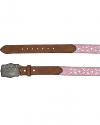 Catchfly® Girls' Pink Metallic Laser Cut Belt
