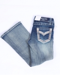 Grace in LA Girls' Med Wash W/Border Jeans