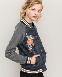 Hem & Thread® Ladies' Floral Plaid Bomber Jacket