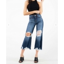 Ladies' Hi Rise Distressed Crop