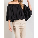 Ladies' Off Shoulder Bell Sleeve Top