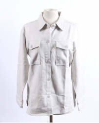 Ladies' Solid Oatmeal Flannel Shirt