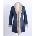 Ladies' TIA Long Denim Jacket W/ Fur