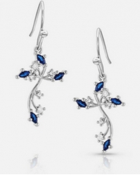 Montana Silversmiths® Ladies' Blue Crystal Cross Earrings