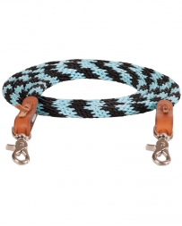 Mustang Manufacturing® Round Braided Trail Rein - Turquoise/Black