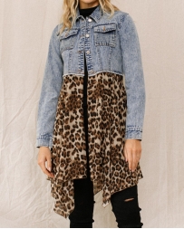 ODDI® Ladies' Multiple Printed Asymmetrical Leopard Jacket