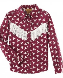 Wrangler® Girls' Longhorn Fringe Western Shirt