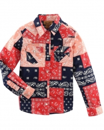 Wrangler® Girls' Patchwork Bandana Snap Shirt